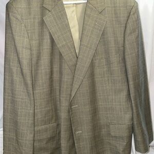 Brooks Brothers Dark Tan / Light Brown Plaid 100% Wool Blazer Size 48R